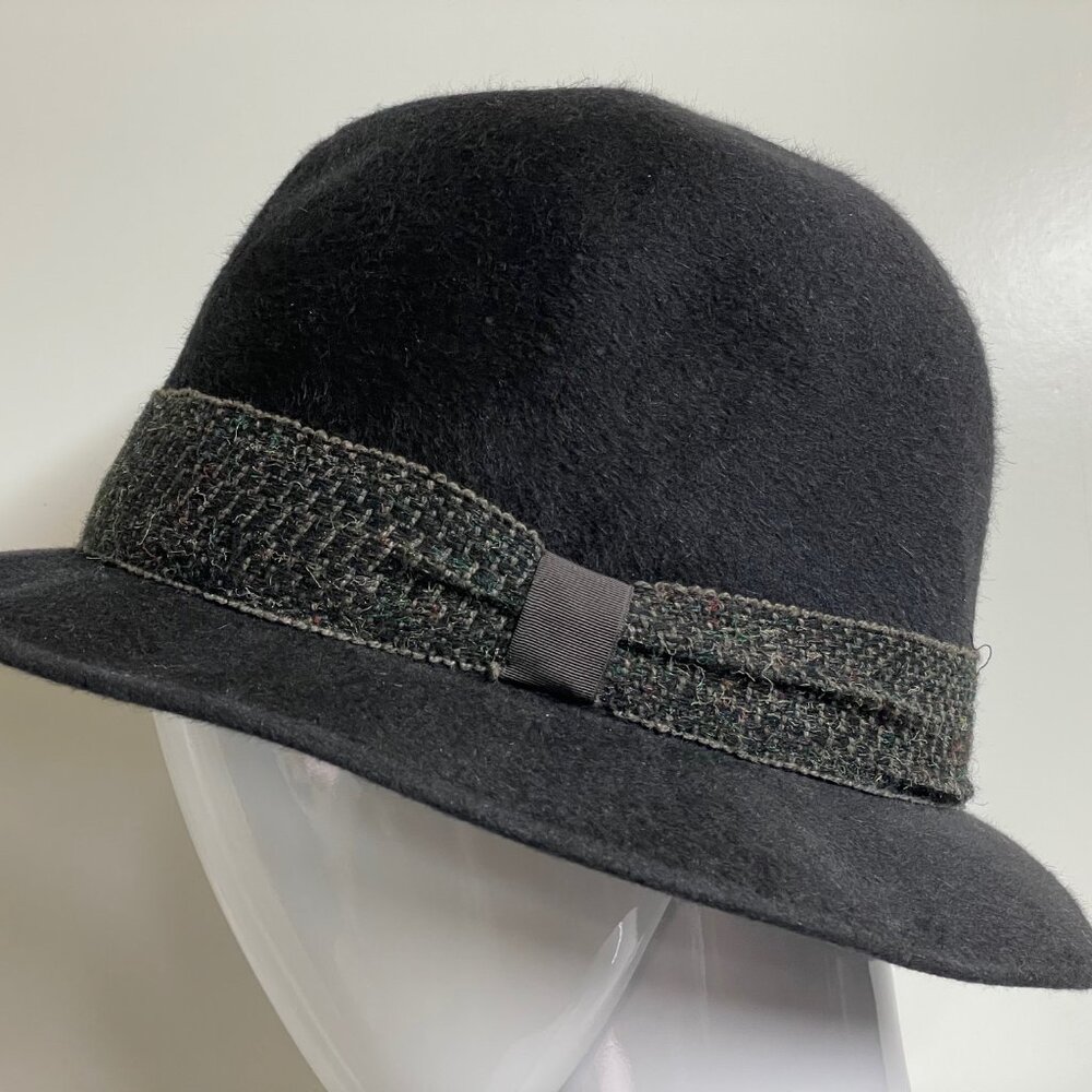 BARBISIO Vintage Italian Black Men's Fedora Hat 57cm Hand Made F. Rizzolli